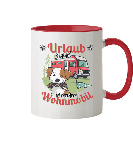 Tasse "Urlaub beginnt in meinem Wohnmobil" - Tasse zweifarbig