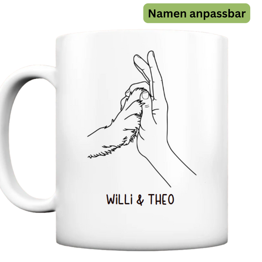 Personalisierbare Tasse "Hand und Pfote"